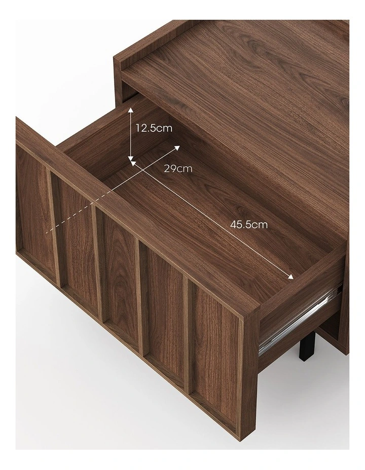Linea Bedside Table In Light Walnut image 7