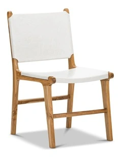 Casey Flat Leather Dining Chair Set Of 2 In White