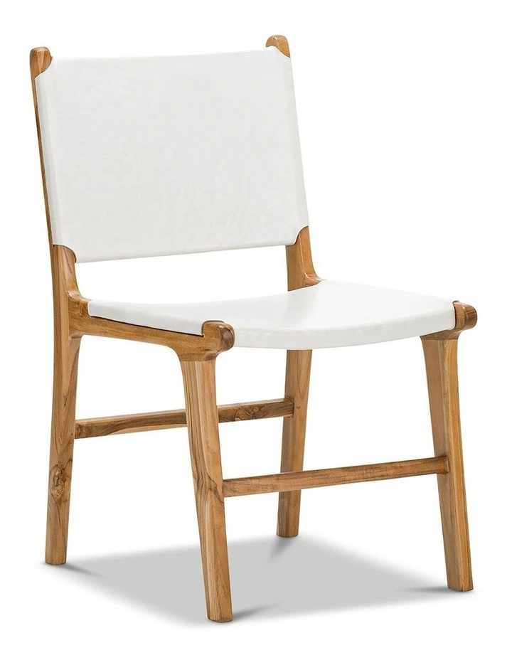 Casey Flat Leather Dining Chair Set Of 2 In White image 1