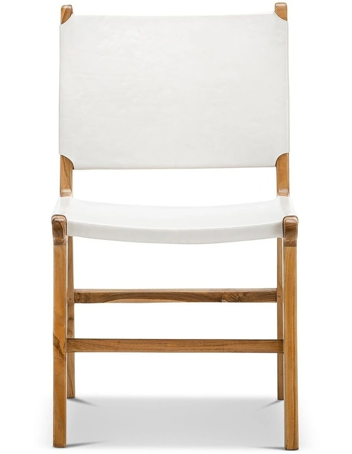 Casey Flat Leather Dining Chair Set Of 2 In White image 4