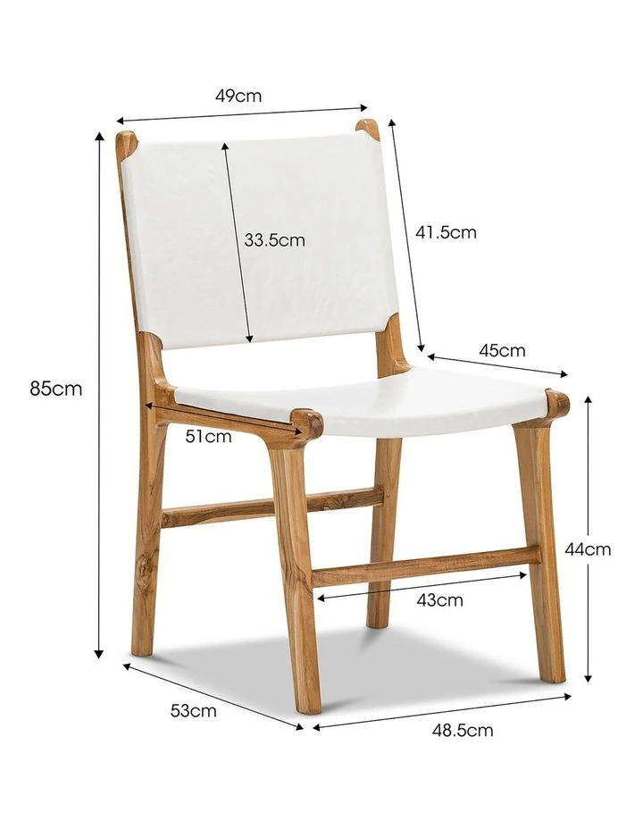 Casey Flat Leather Dining Chair Set Of 2 In White image 7