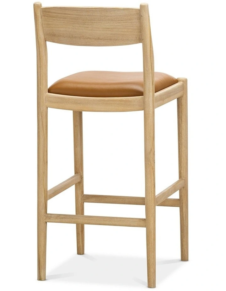 Calum Leather High Back Counter Barstool In Coco Tan image 4