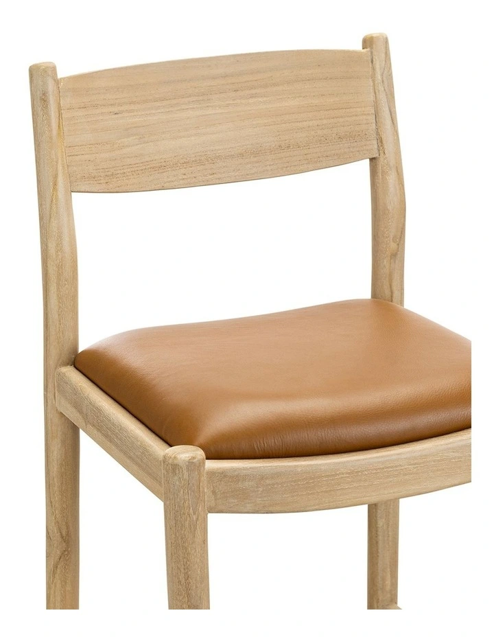 Calum Leather High Back Counter Barstool In Coco Tan image 5