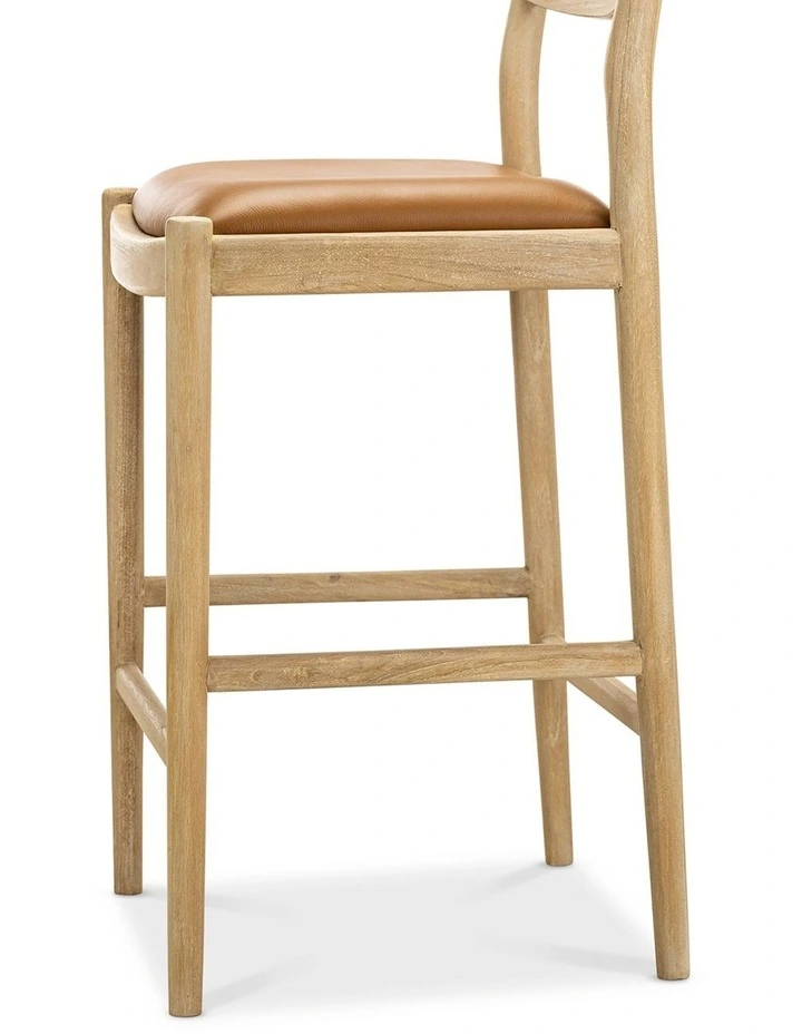 Calum Leather High Back Counter Barstool In Coco Tan image 6