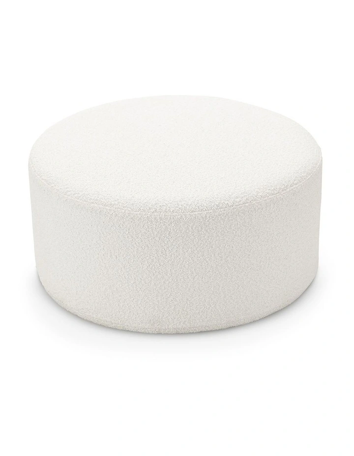 Halle Medium Round Ottoman In Boucle Cream image 3