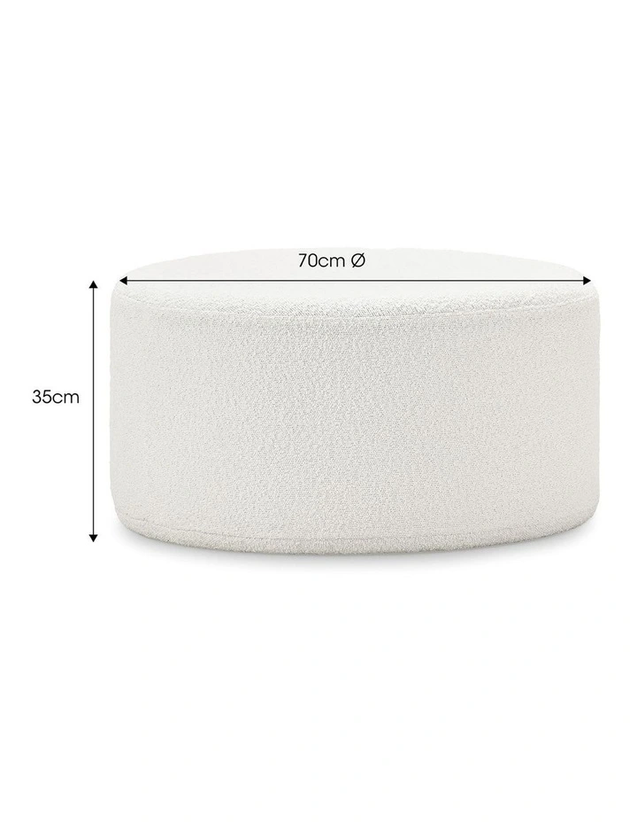 Halle Medium Round Ottoman In Boucle Cream image 7