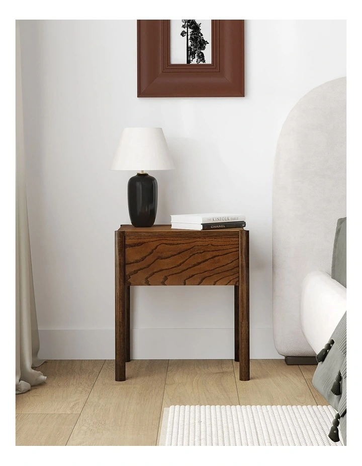 Zyler 1 Drawer Bedside Table In Dark Ash image 2