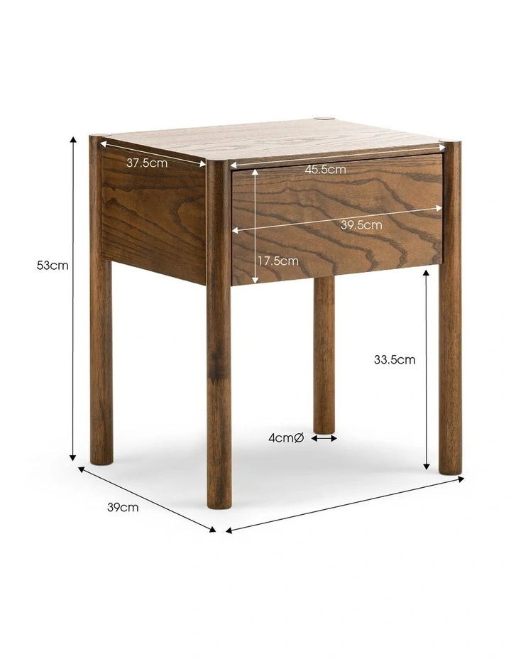 Zyler 1 Drawer Bedside Table In Dark Ash image 6