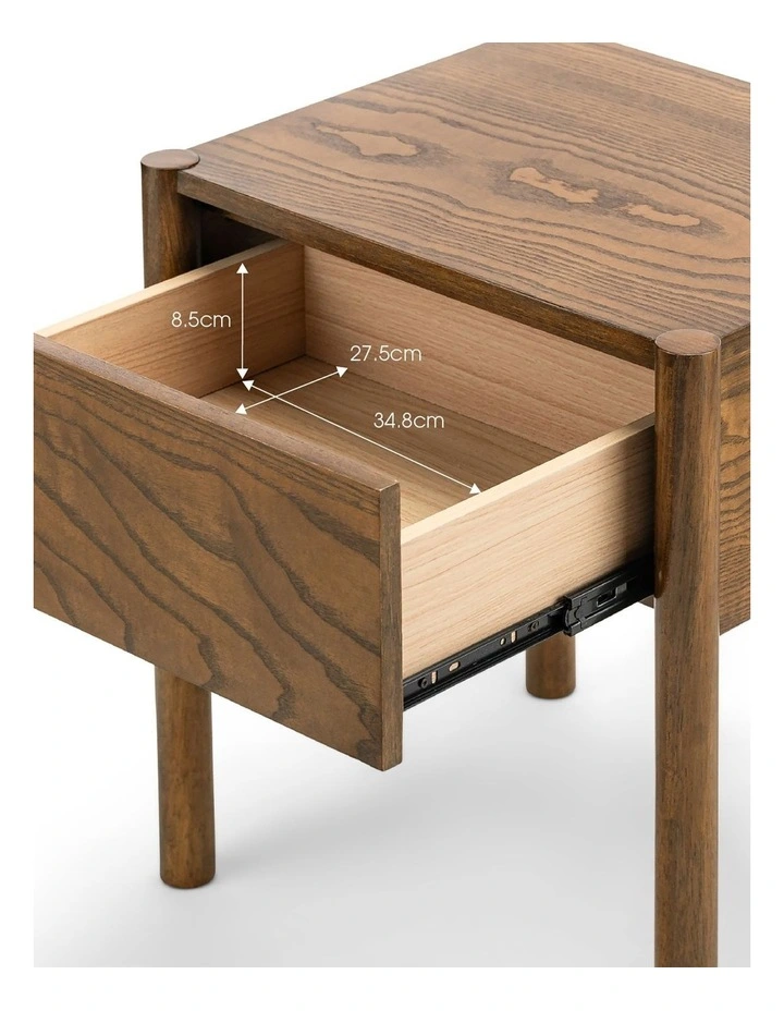 Zyler 1 Drawer Bedside Table In Dark Ash image 7