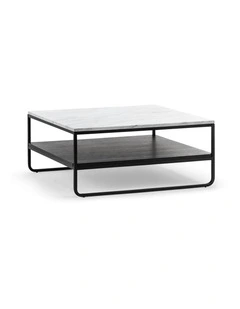 Estoria White Marble Square Coffee Table In Black