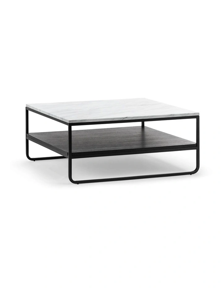Estoria White Marble Square Coffee Table In Black image 1
