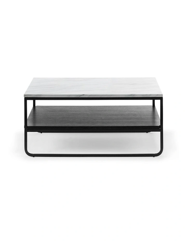 Estoria White Marble Square Coffee Table In Black image 4