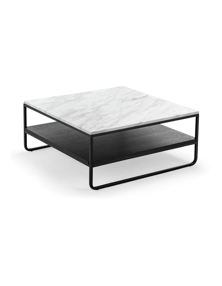 Estoria White Marble Square Coffee Table In Black image 5