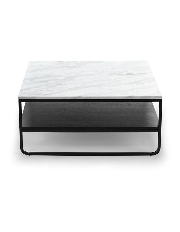 Estoria White Marble Square Coffee Table In Black image 6