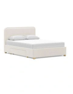 Lanore Queen 2 Drawer Storage Bed Frame In Canvas Ivory