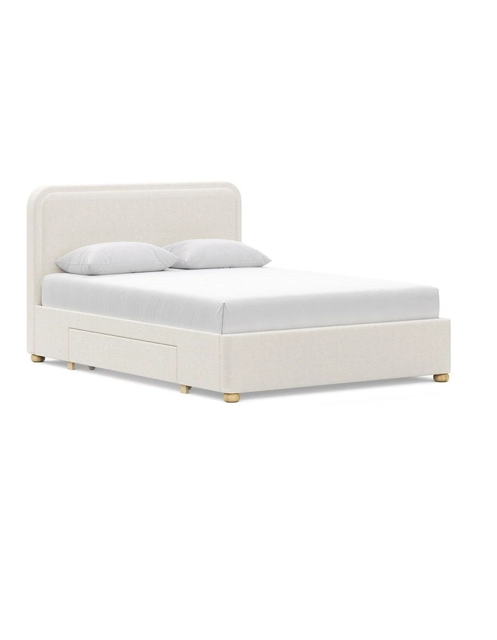 Lanore Queen 2 Drawer Storage Bed Frame In Canvas Ivory image 1