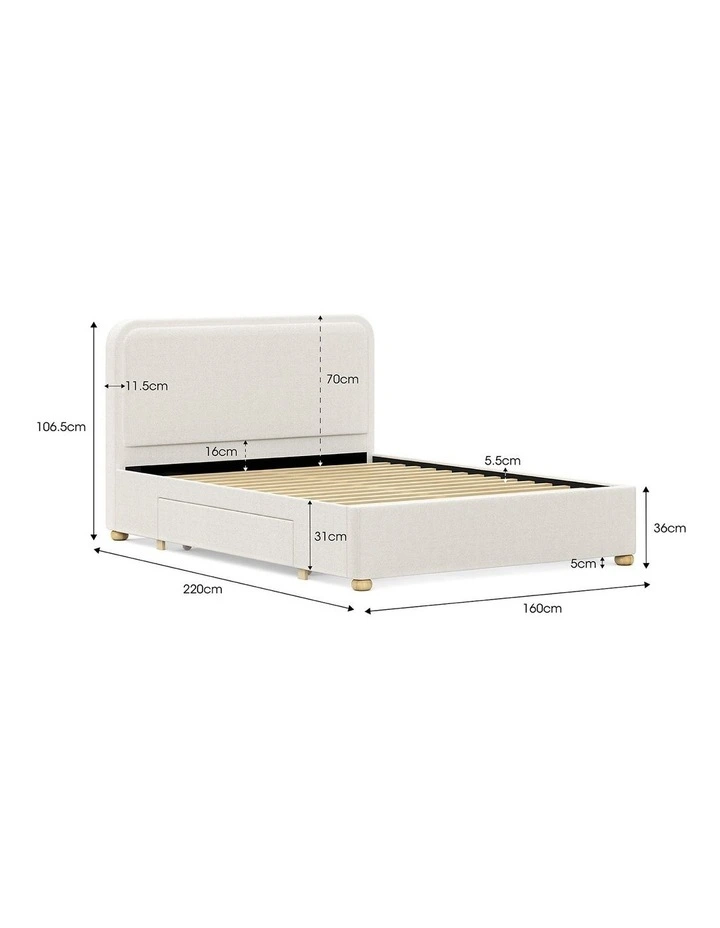 Lanore Queen 2 Drawer Storage Bed Frame In Canvas Ivory image 6