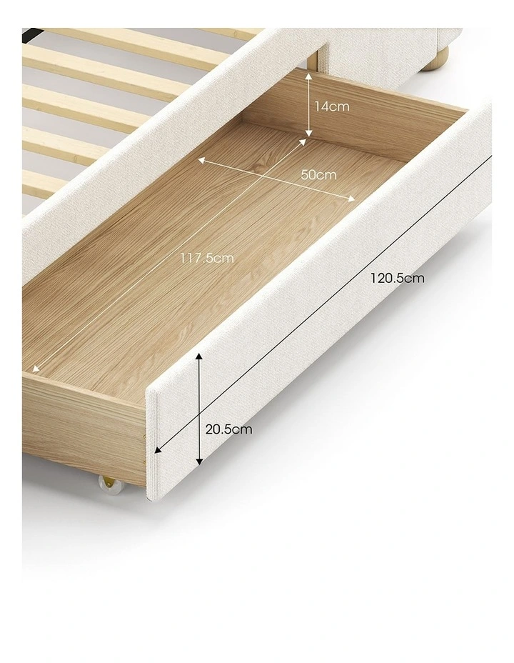Lanore Queen 2 Drawer Storage Bed Frame In Canvas Ivory image 7