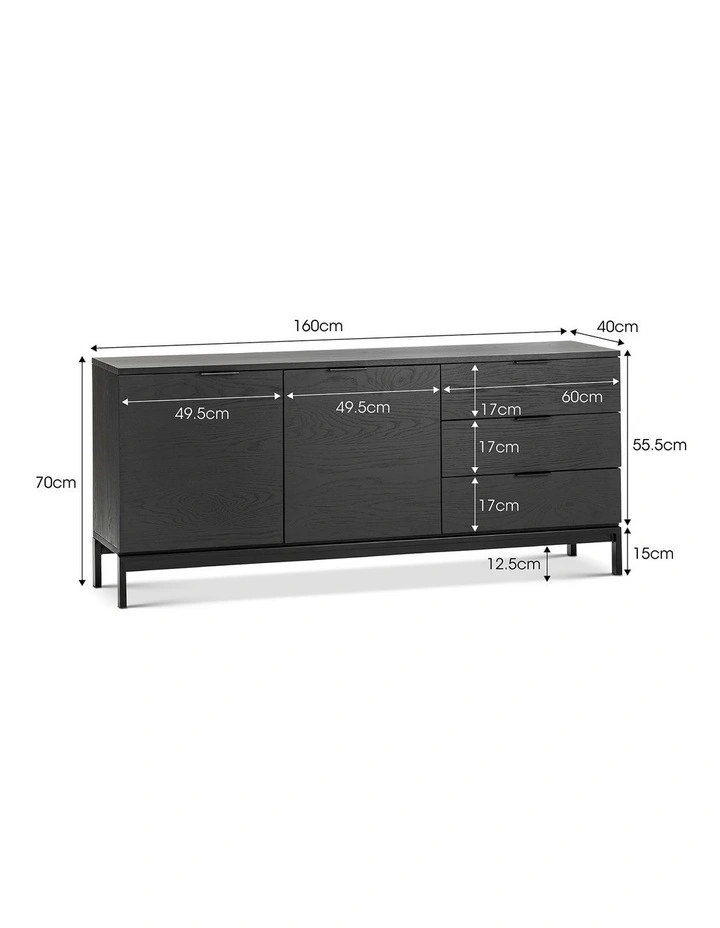 Macy Oak Sideboard Buffet In Black image 5