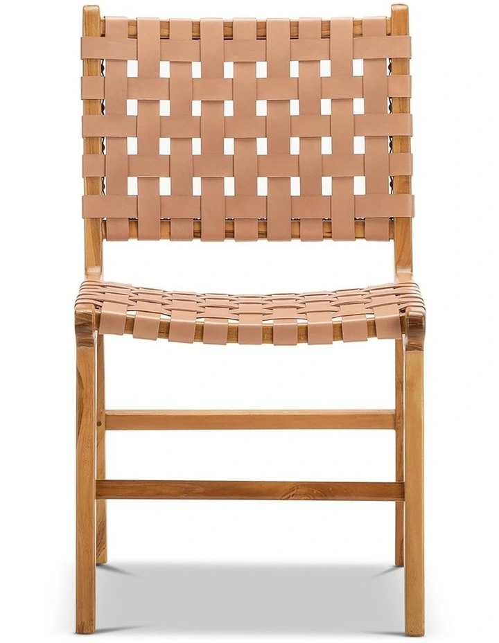 Casey Woven Leather Dining Chairs Set Of 2 In Nude Tan image 2