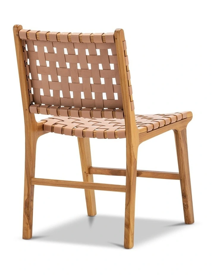 Casey Woven Leather Dining Chairs Set Of 2 In Nude Tan image 4