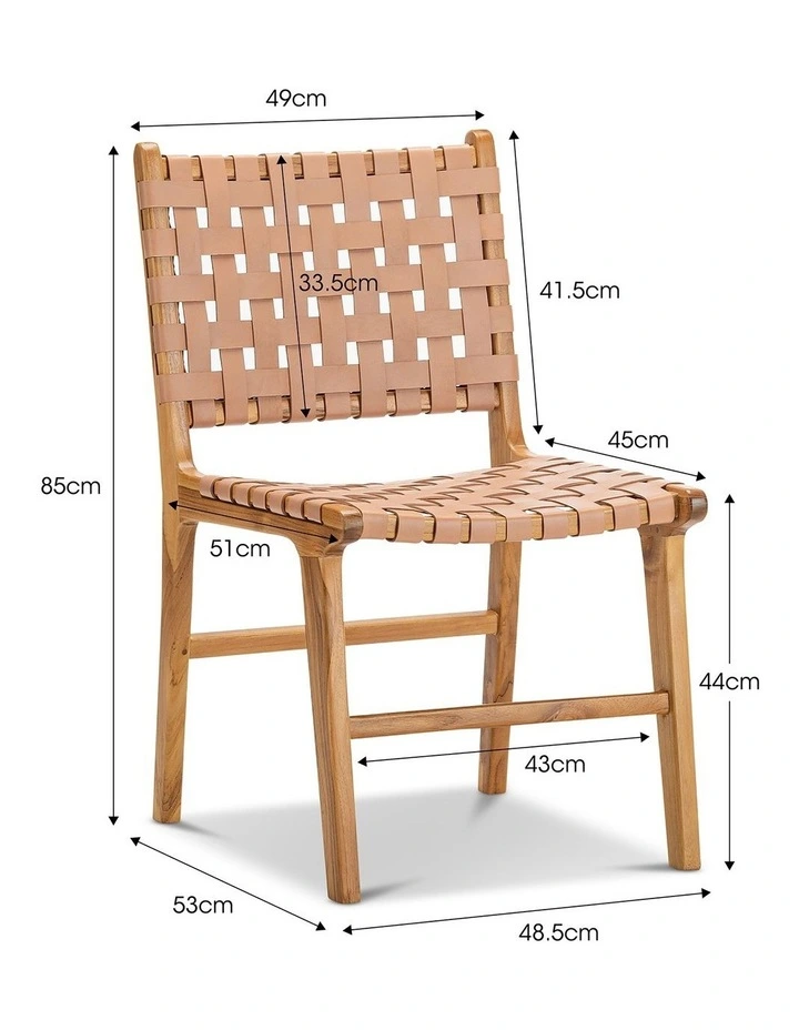 Casey Woven Leather Dining Chairs Set Of 2 In Nude Tan image 7
