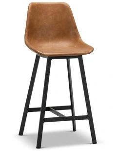 Hanns Premium Vegan Leather High Back Barstool 67cm Set Of 2 In Whiskey Tan
