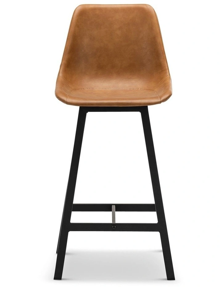 Hanns Premium Vegan Leather High Back Barstool 67cm Set Of 2 In Whiskey Tan image 2