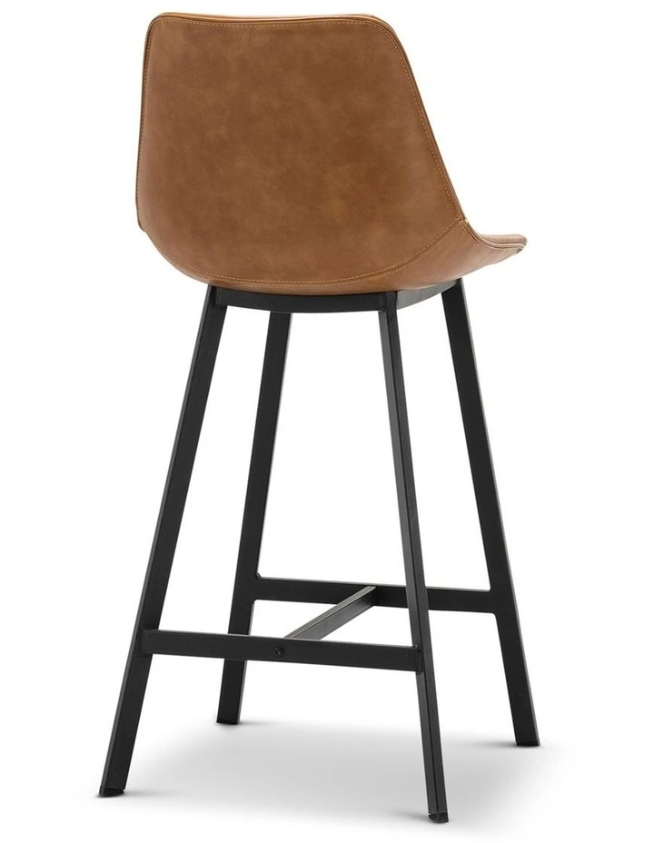 Hanns Premium Vegan Leather High Back Barstool 67cm Set Of 2 In Whiskey Tan image 4