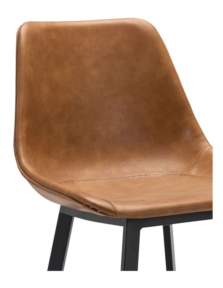 Hanns Premium Vegan Leather High Back Barstool 67cm Set Of 2 In Whiskey Tan image 5