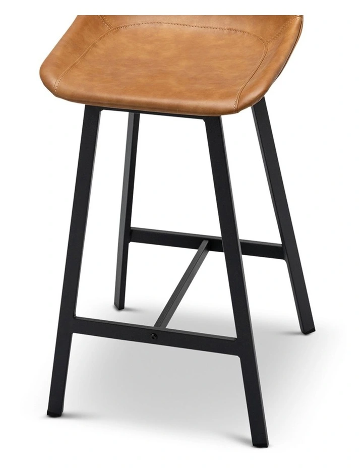 Hanns Premium Vegan Leather High Back Barstool 67cm Set Of 2 In Whiskey Tan image 6