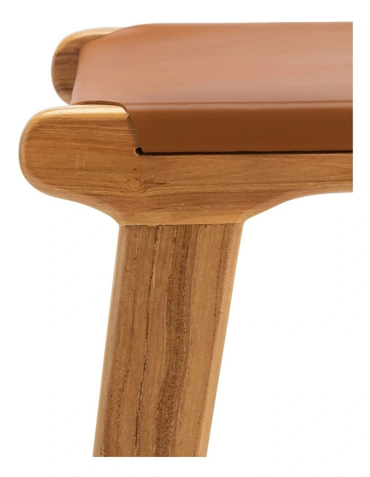 Casey Flat Leather Barstool 66cm In Coco Tan image 5