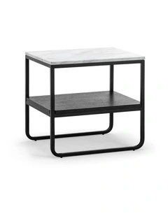 Estoria White Marble Square Side Table In Black