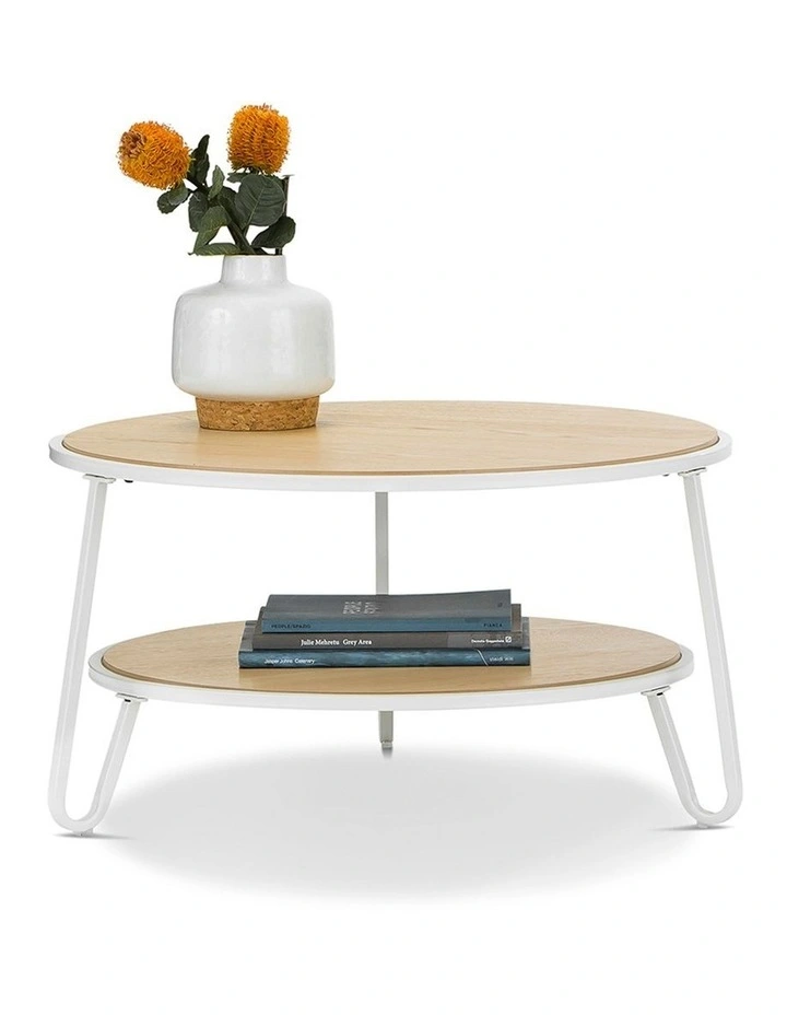 Macy Round 2 Tier Oak Coffee Table In White image 1