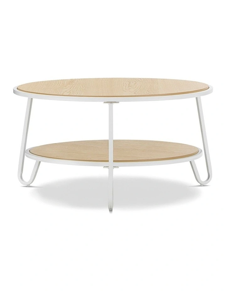 Macy Round 2 Tier Oak Coffee Table In White image 3