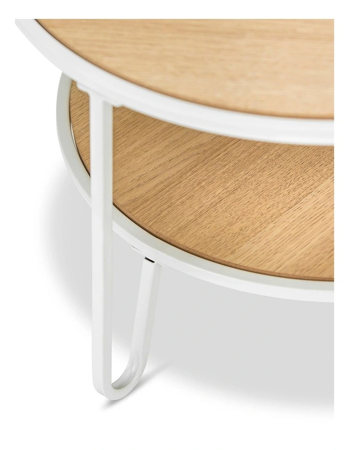 Macy Round 2 Tier Oak Coffee Table In White image 4
