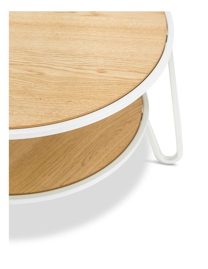 Macy Round 2 Tier Oak Coffee Table In White image 5