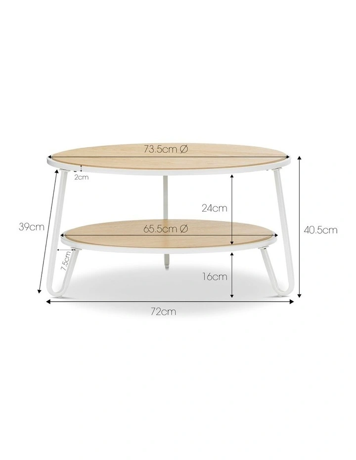 Macy Round 2 Tier Oak Coffee Table In White image 7