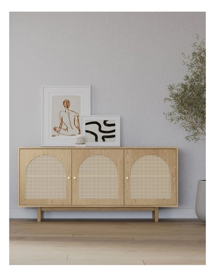 Cove Arch Rattan Sideboard In Natural Oak image 2