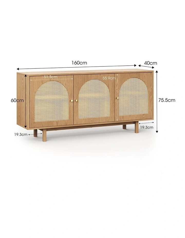 Cove Arch Rattan Sideboard In Natural Oak image 6