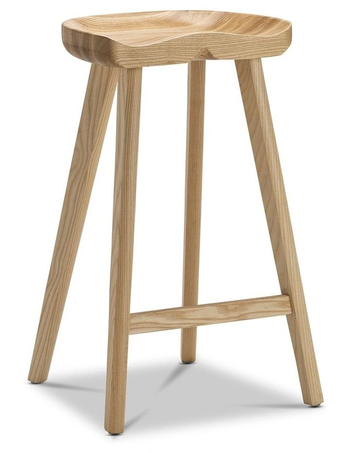 Moku Solid Ashwood Tractor Seat Barstool Set Of 2 In Natural image 1
