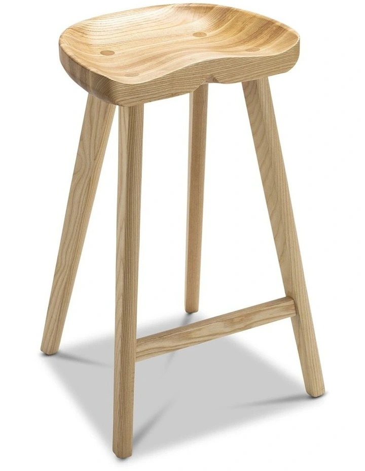 Moku Solid Ashwood Tractor Seat Barstool Set Of 2 In Natural image 3