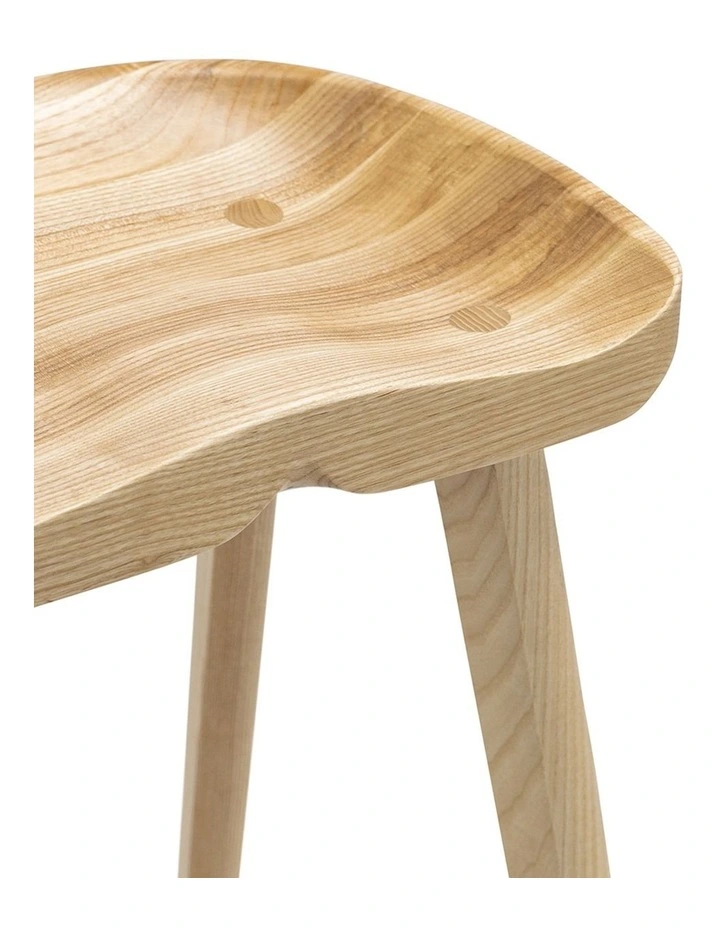 Moku Solid Ashwood Tractor Seat Barstool Set Of 2 In Natural image 4