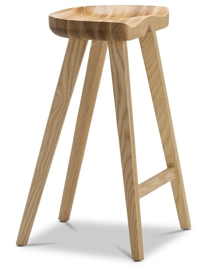 Moku Solid Ashwood Tractor Seat Barstool Set Of 2 In Natural image 5