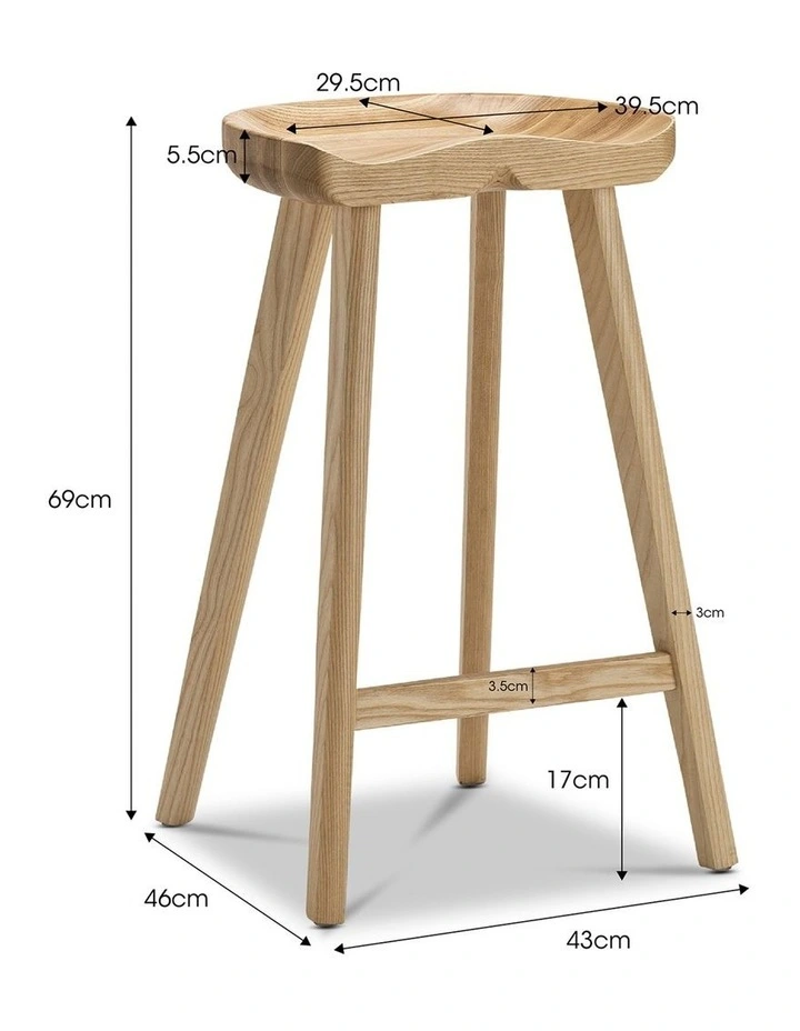 Moku Solid Ashwood Tractor Seat Barstool Set Of 2 In Natural image 7