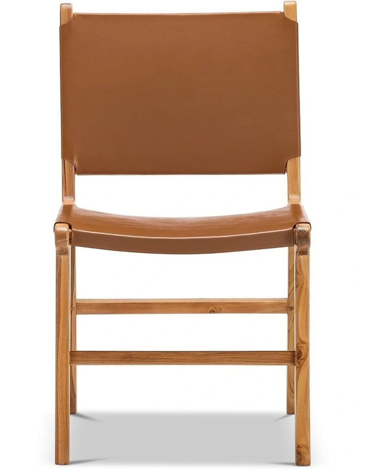 Casey Flat Leather Dining Chairs Set Of 2 In Coco Tan image 3