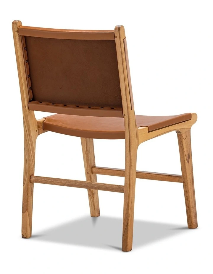 Casey Flat Leather Dining Chairs Set Of 2 In Coco Tan image 5