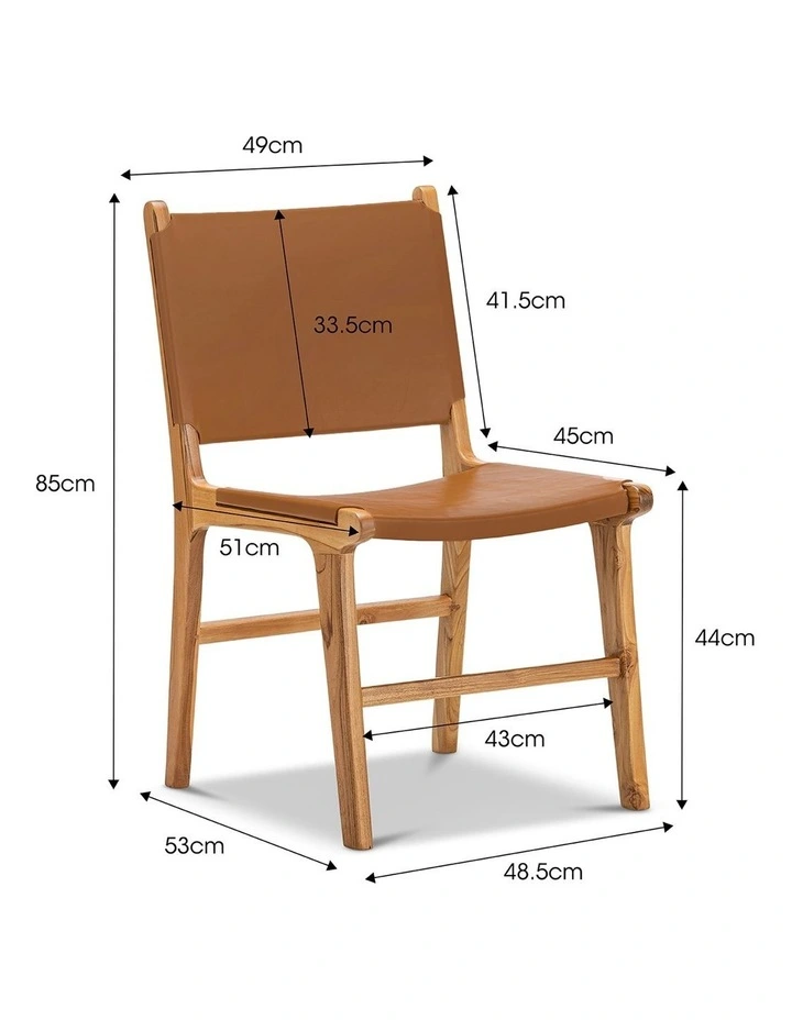 Casey Flat Leather Dining Chairs Set Of 2 In Coco Tan image 7
