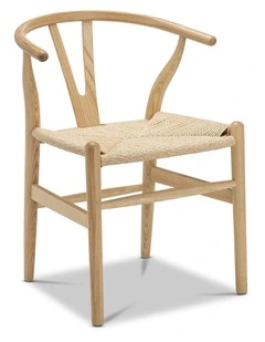 Arche Solid Ashwood Woven Cord Dining Chair Set Of 2 In Natural
