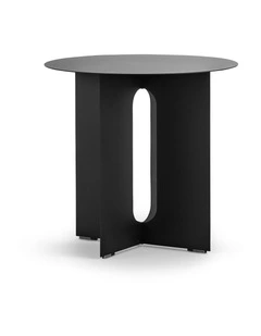 Kiyo Round Steel Side Table In Matte Black